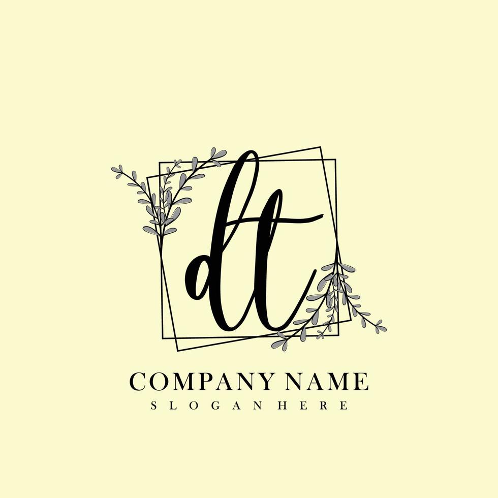 DT Initial beauty floral logo template vector