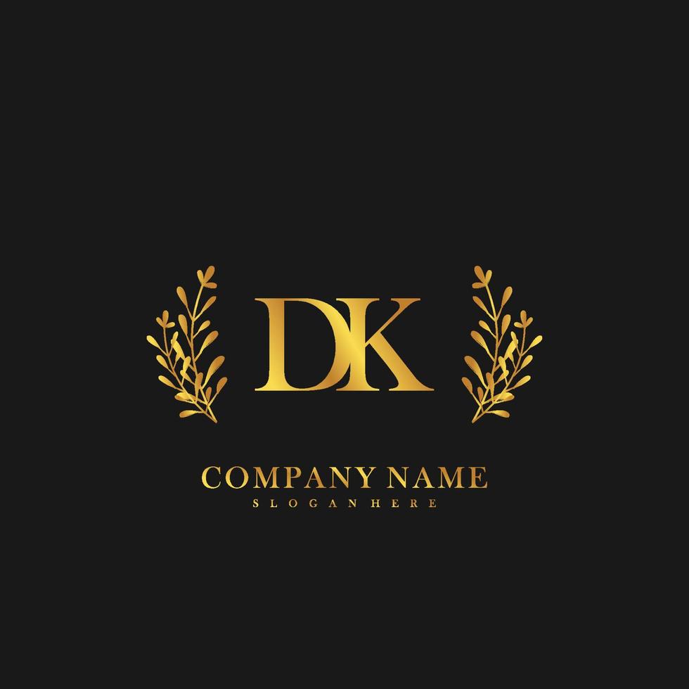 DK Initial beauty floral logo template vector