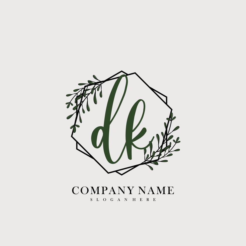 DK Initial beauty floral logo template vector