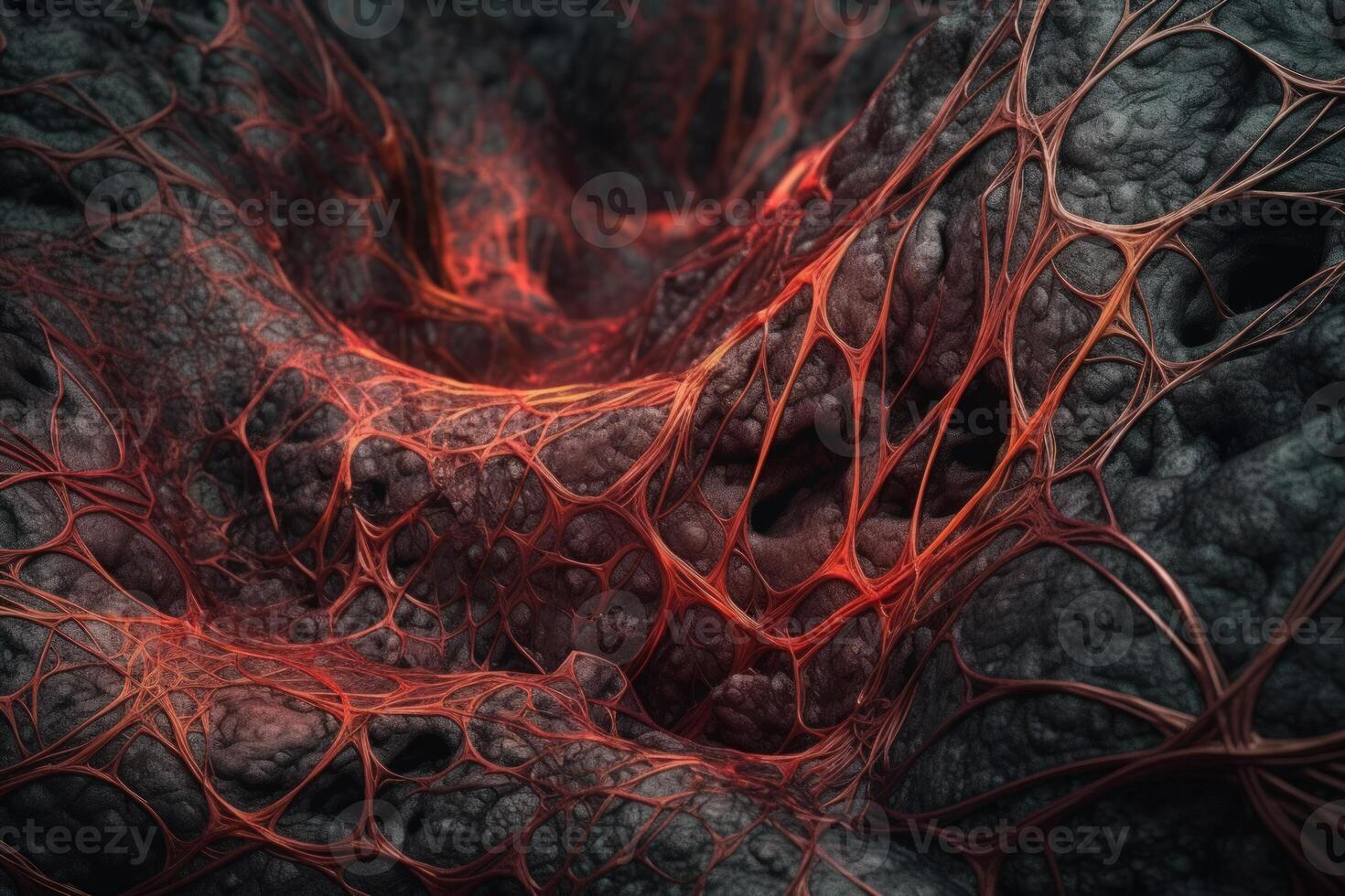 mushroom network, red threads of mushrooms on the gray ground abstract background photo