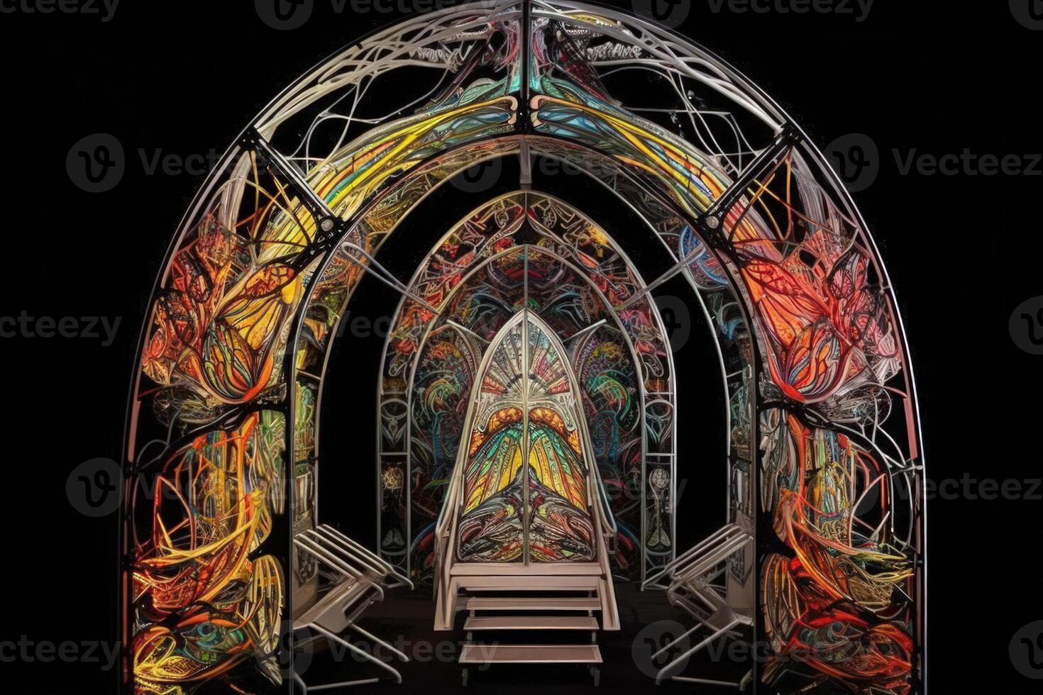 dmt trip gate and fractal paints, lsd psychedelic door photo