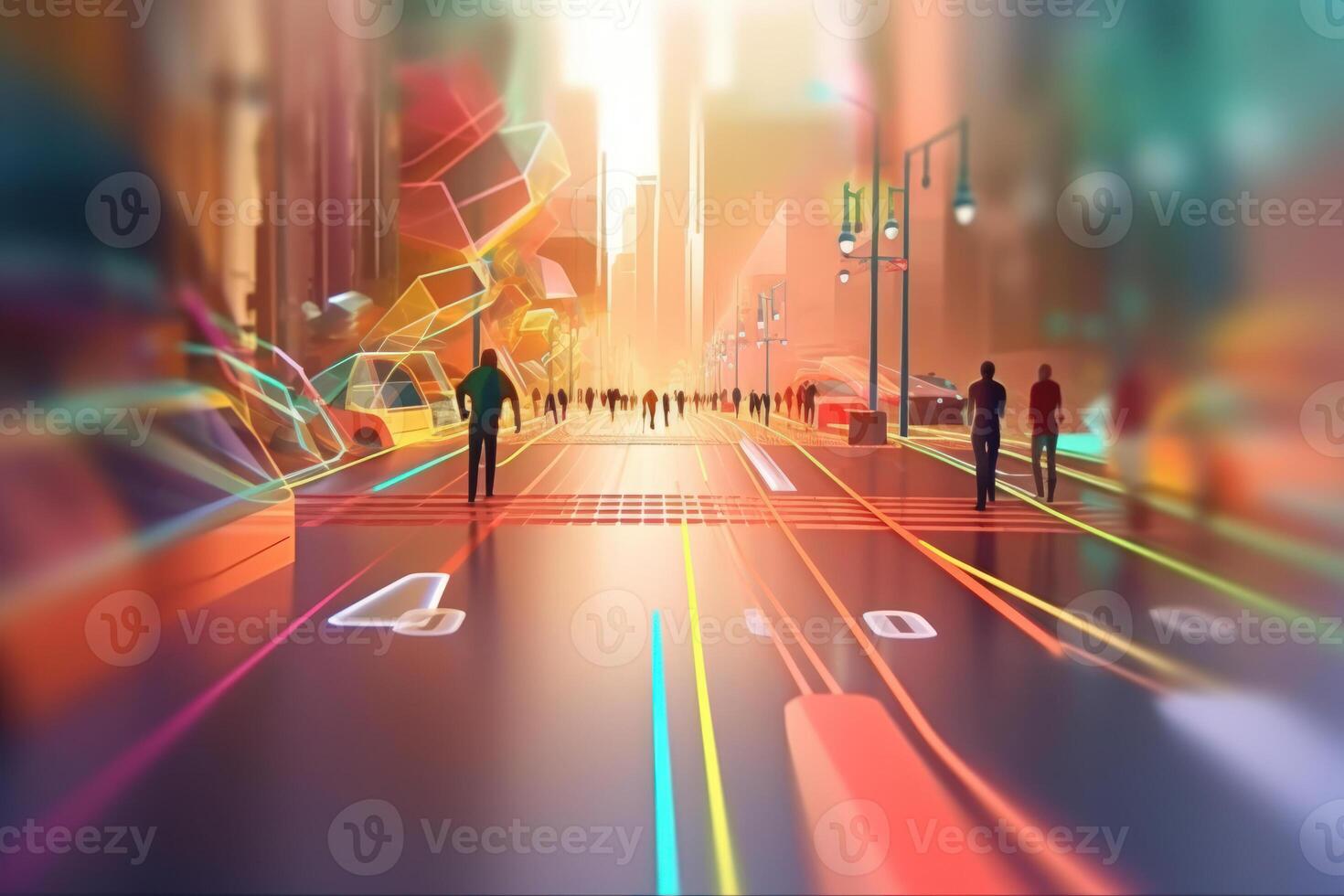 mobile game world with people a virtual reality on city life photo
