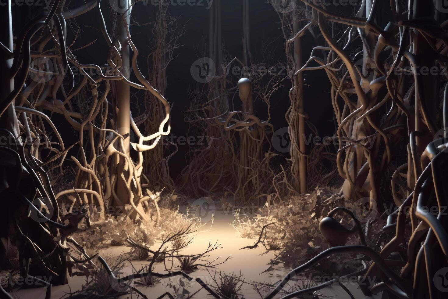 dark mystical fantasy night forest photo