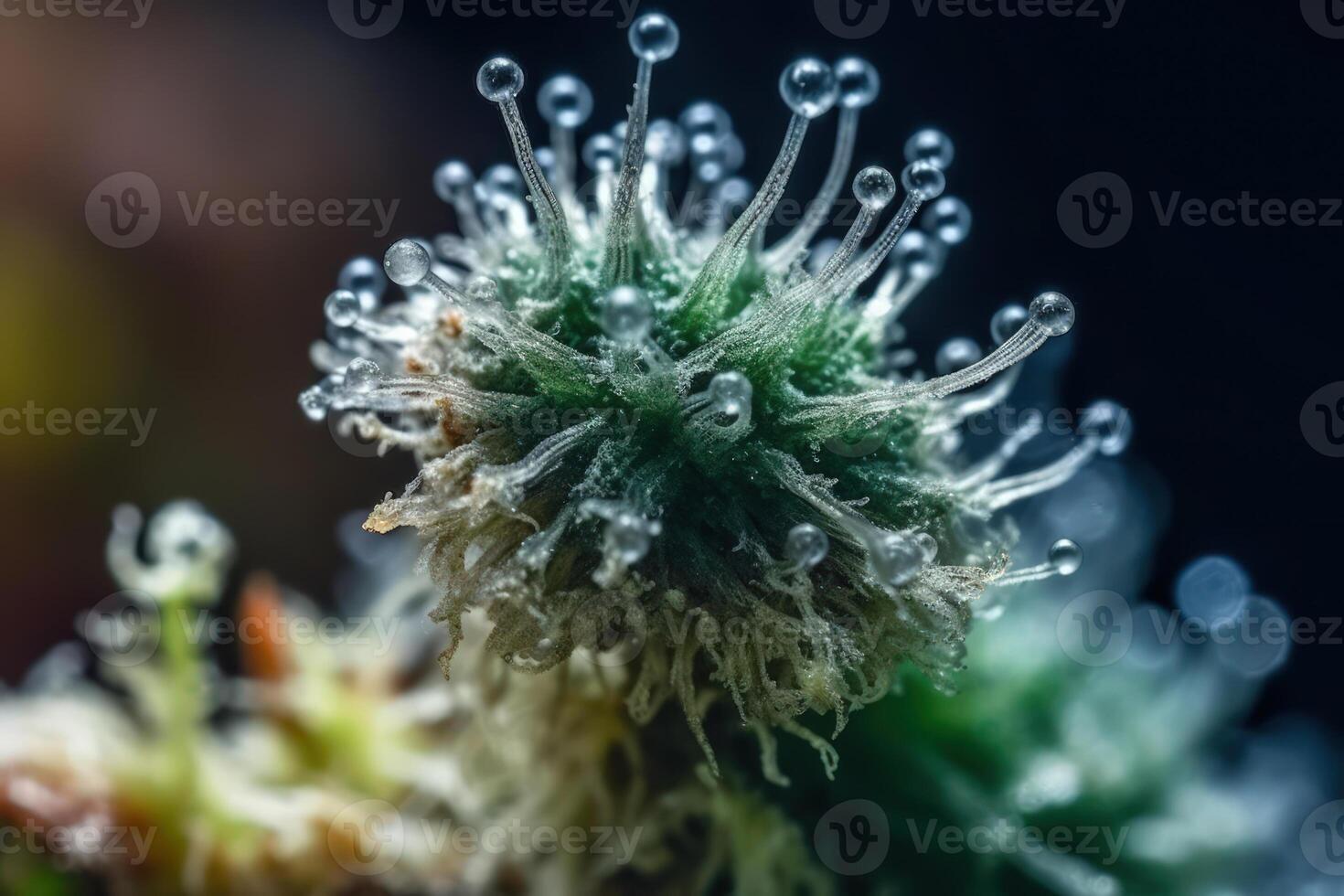 transparent cannabis trichomes macro photo