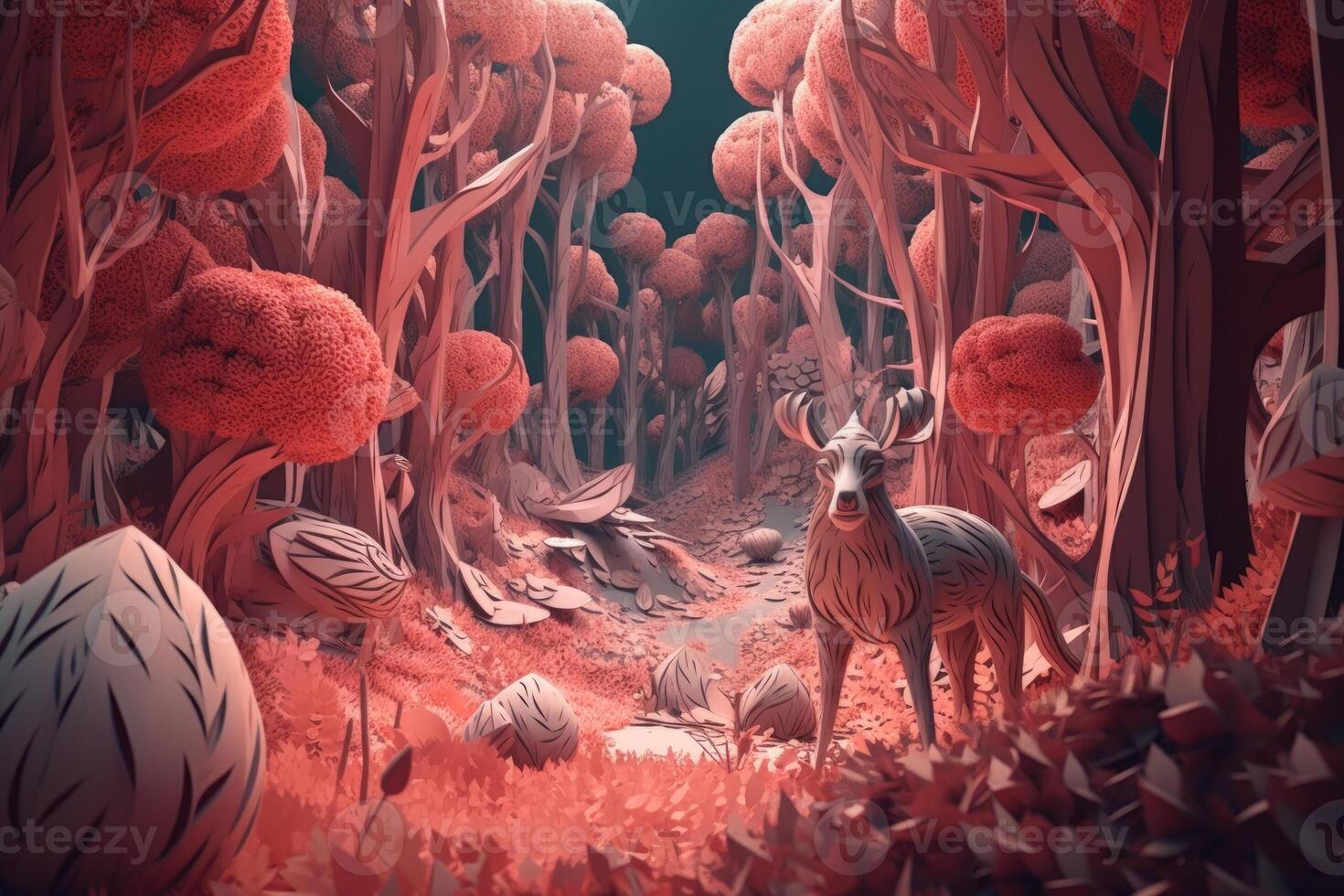 deer in fairy tale magic forest art landscape photo