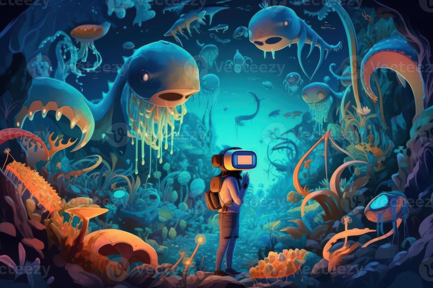 underwater vr world amazing cartoon world abstract background photo