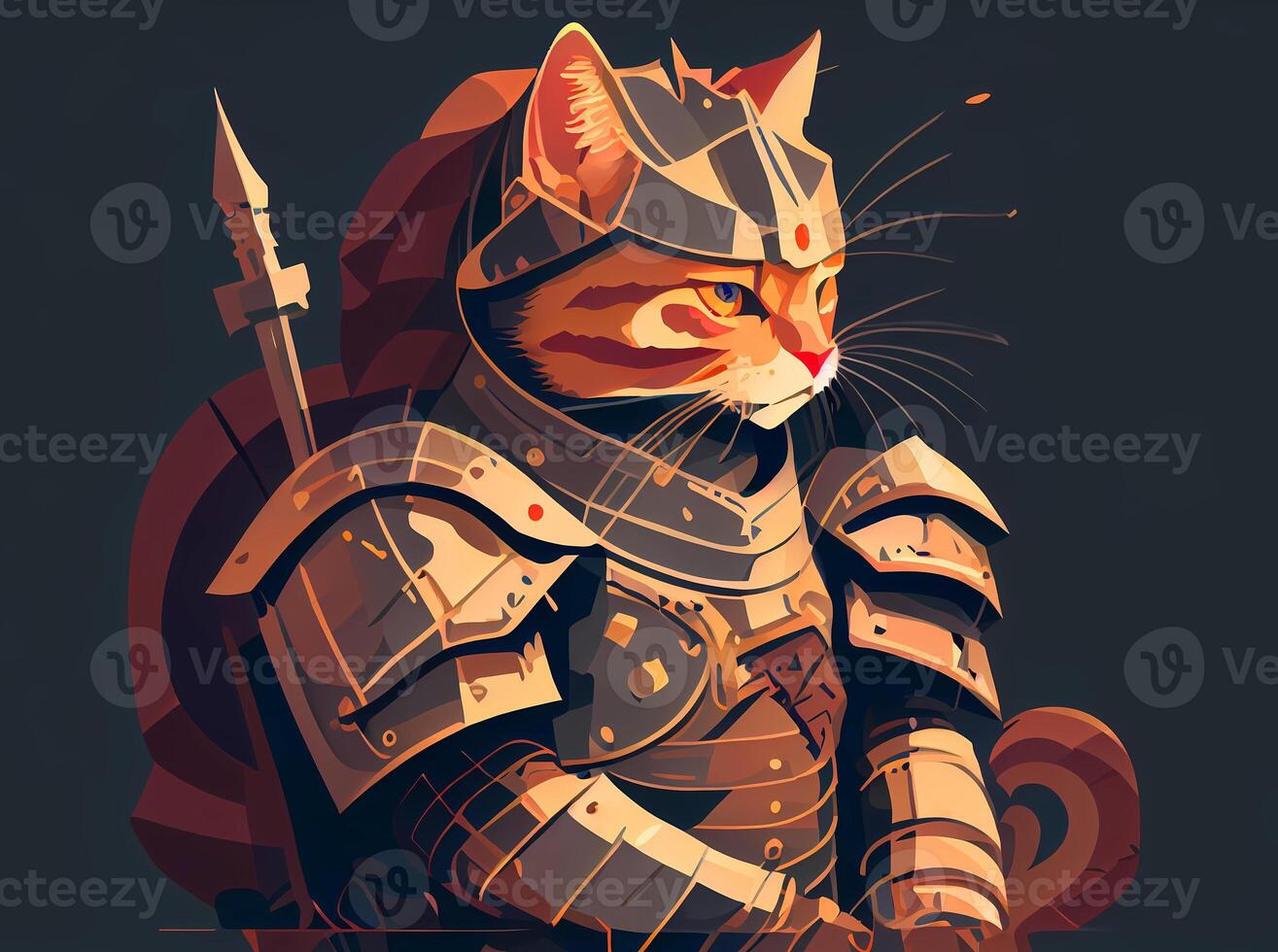 cat knight in armor. animal warrior. 22560353 Stock Photo at Vecteezy