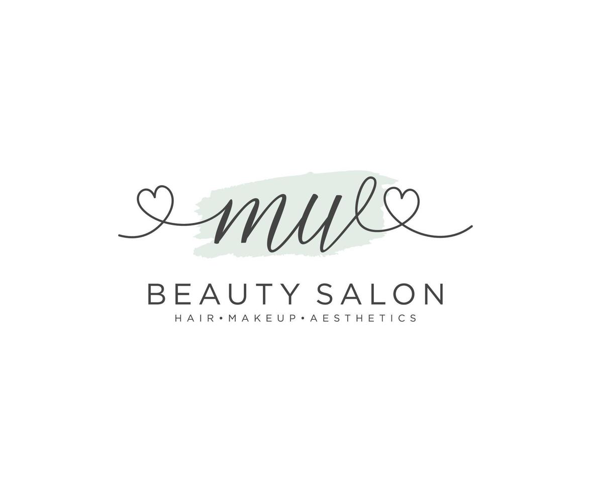 Initial MW feminine logo collections template. handwriting logo of initial signature, wedding, fashion, jewerly, boutique, floral and botanical with creative template for any company or business. vector
