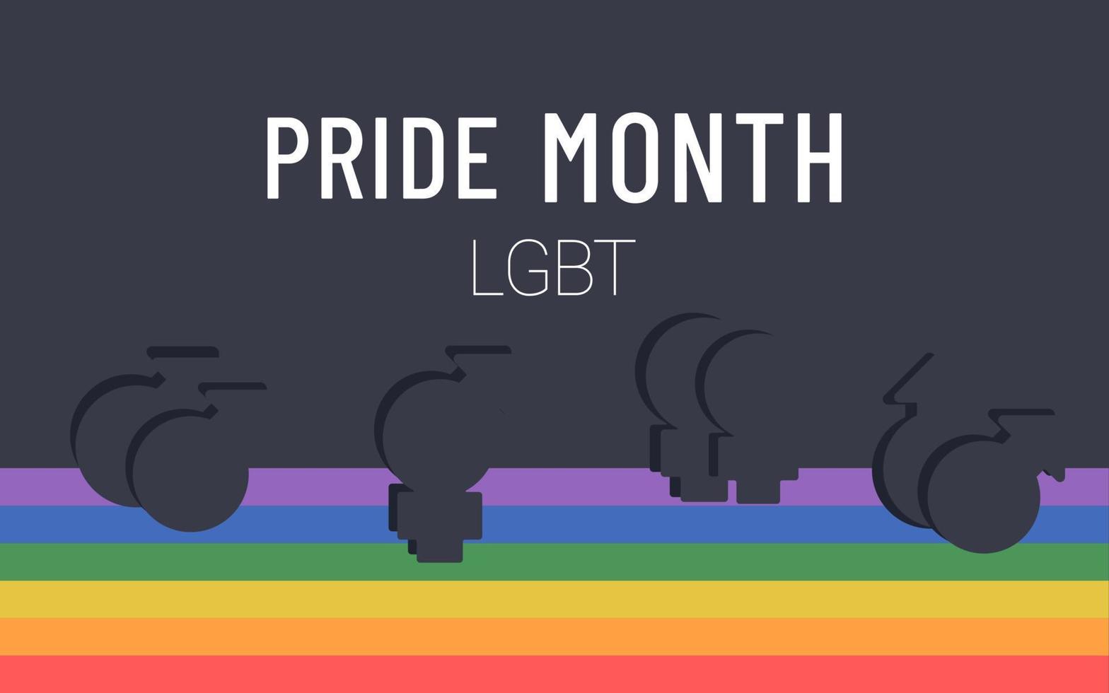 Lgbt pride month. Lgbt community, flag, rainbow, emblem, parade. Human rights concept. Vector flat illustration for poster, flyer, card, banner