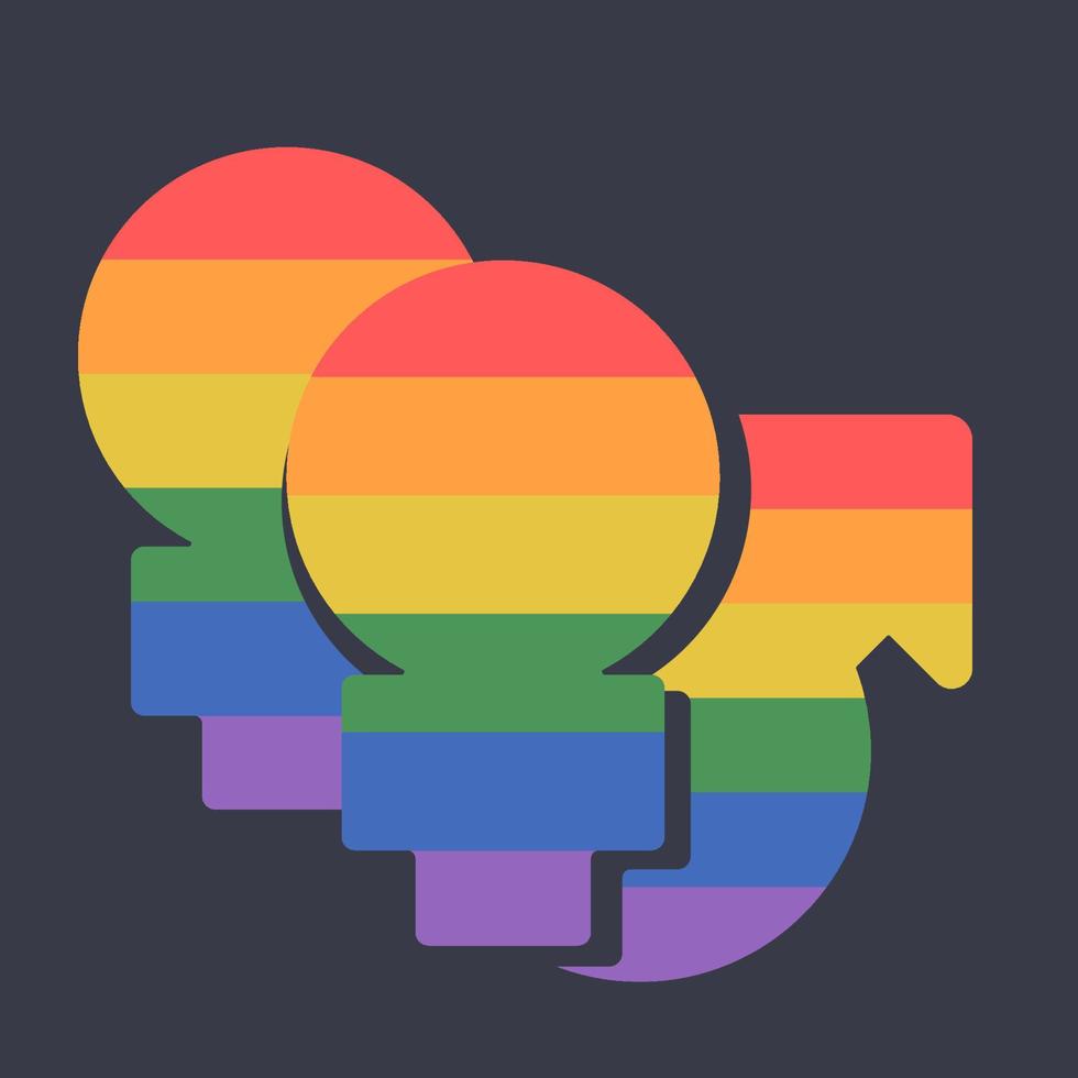 lgbt icono aislado en negro antecedentes. diversidad y humano Derecha concepto. lgbt comunidad. vector plano ilustración para póster, tarjeta, bandera