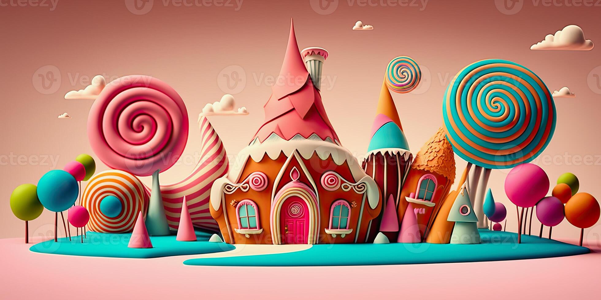 illustration of a cute candy village photo