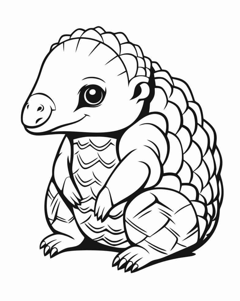 Pangolin Animal Coloring Page vector