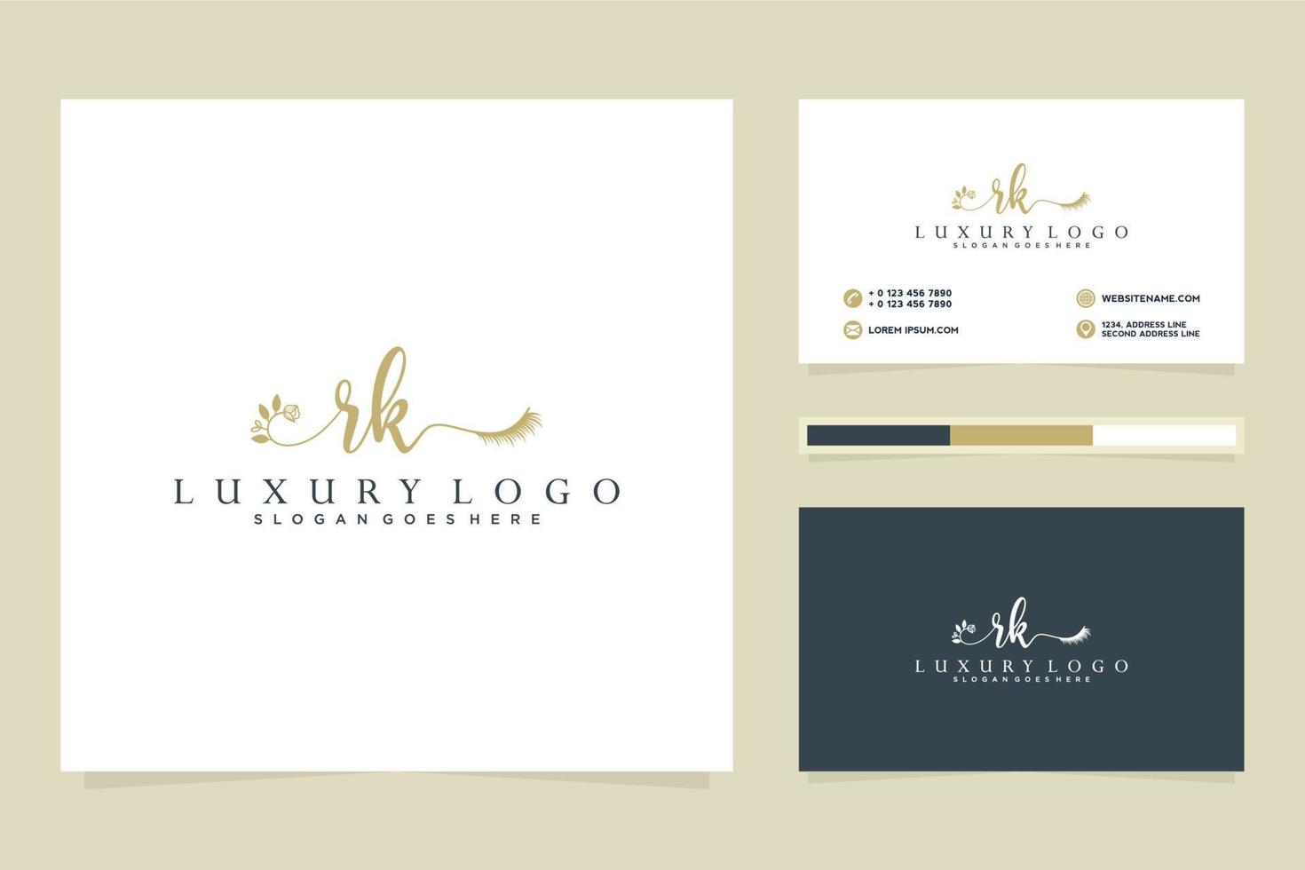 inicial rk femenino logo colecciones y negocio tarjeta modelo prima vector