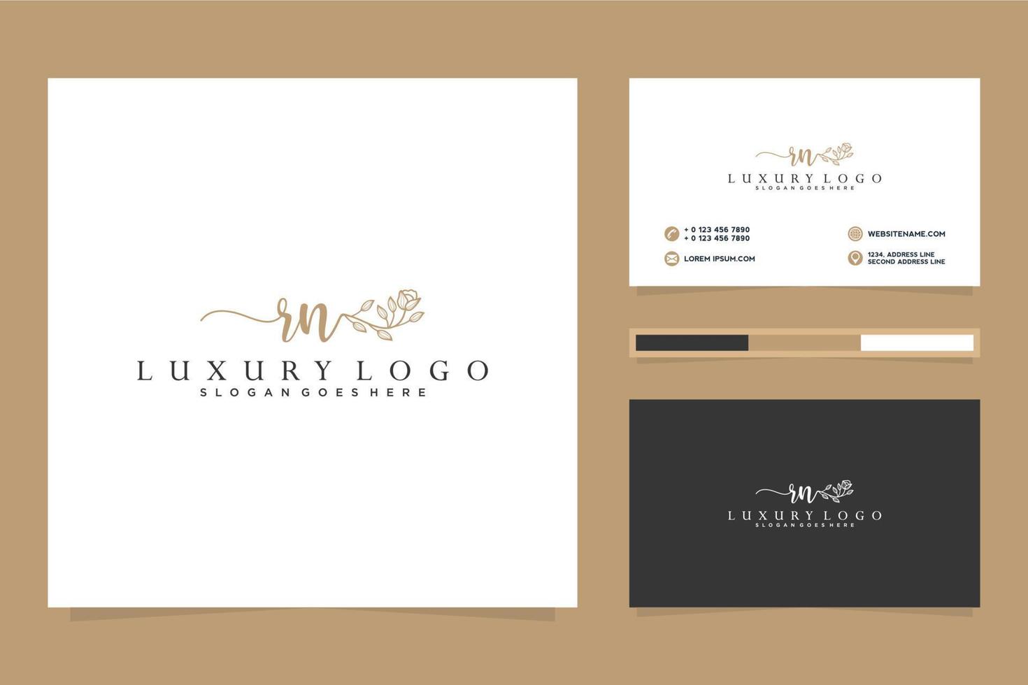 Initial RN Feminine logo collections and business card template Premium Vector