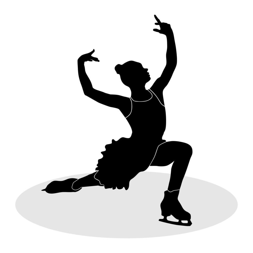 Silhouette of woman ice skater dancing. Vector illustration