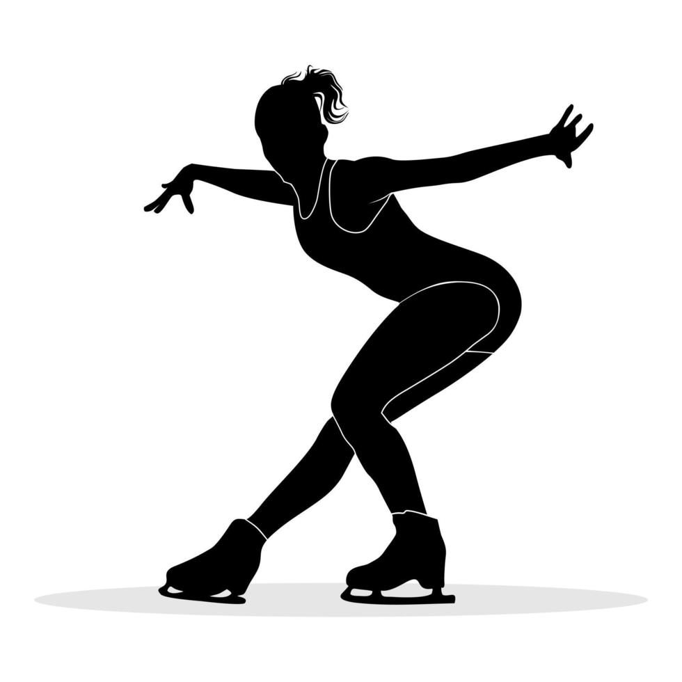 Professional ice skater silhouette isolated on white background. vector