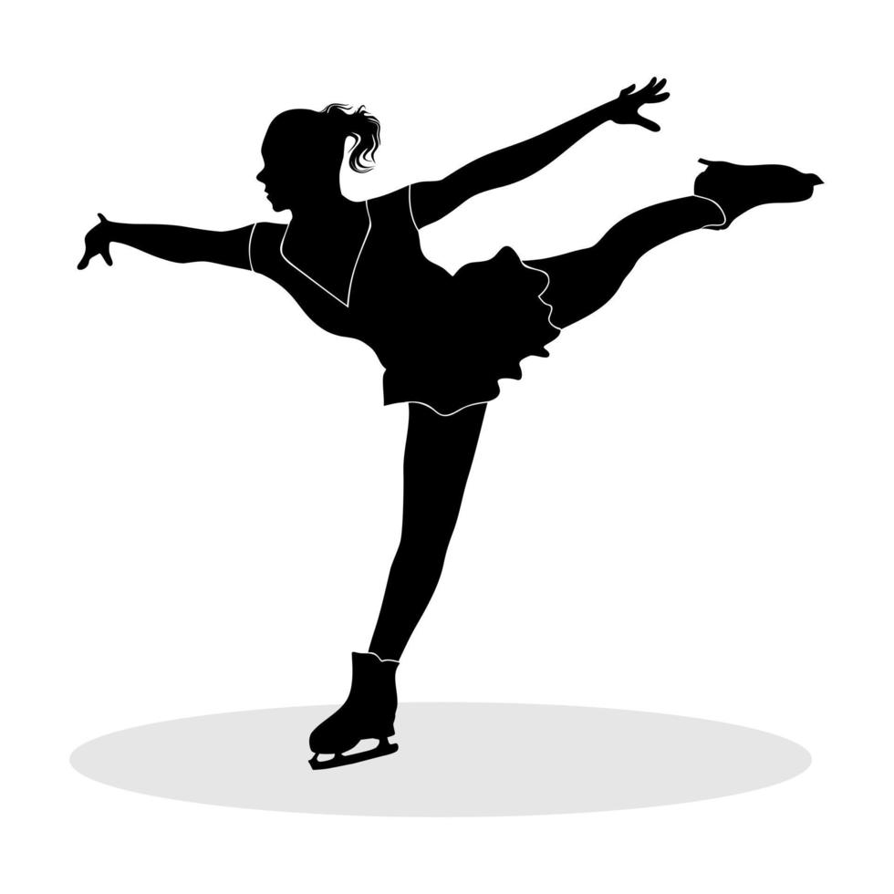 Silhouette of professional ice skater woman. Vector illustration of a silhouette