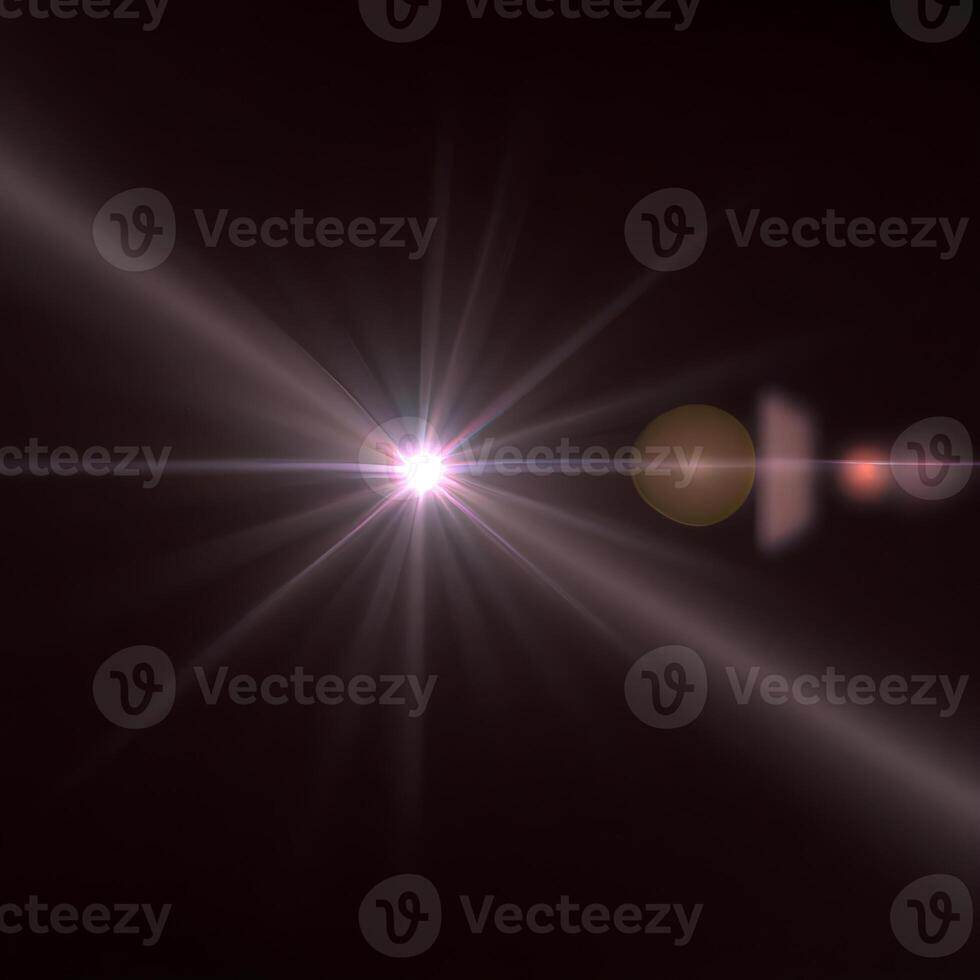 Lens flare isolated on black background. light effect. . photo