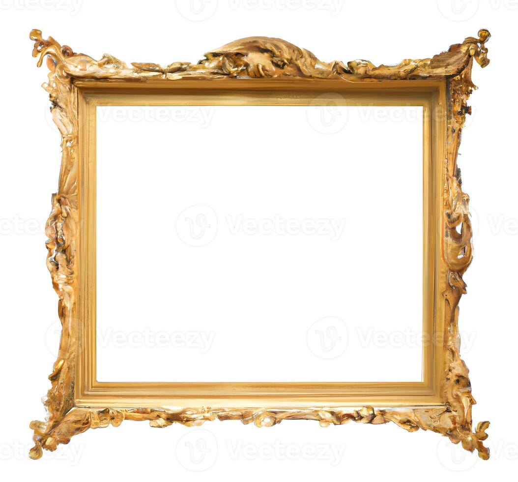 Blank antique gold picture frame. Generative AI. 22561820 Stock Photo