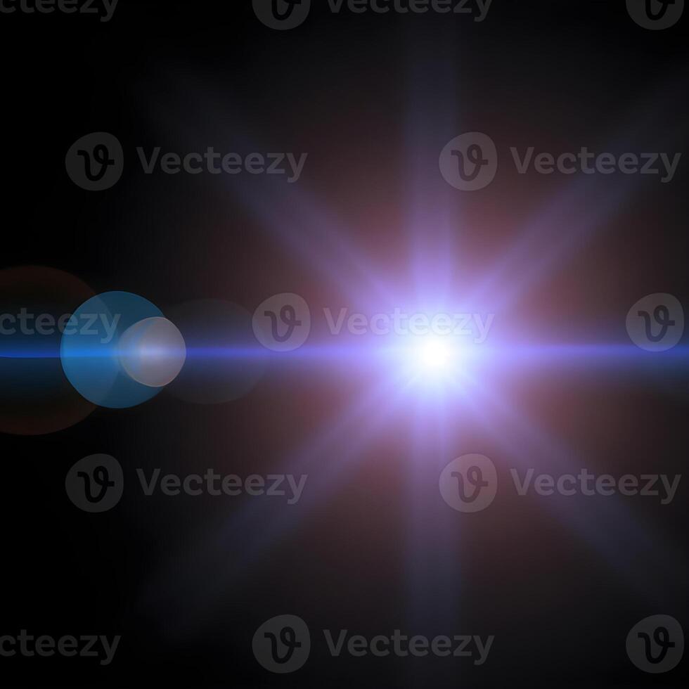 Lens flare isolated on black background. light effect. . photo