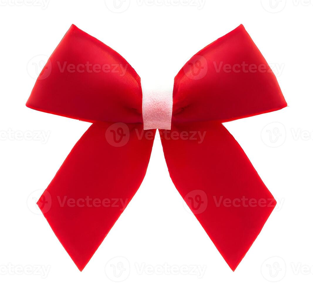 close up of red ribbon bow on white background. photo