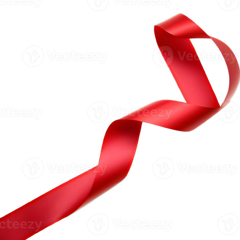 close up of red ribbon on white background. photo