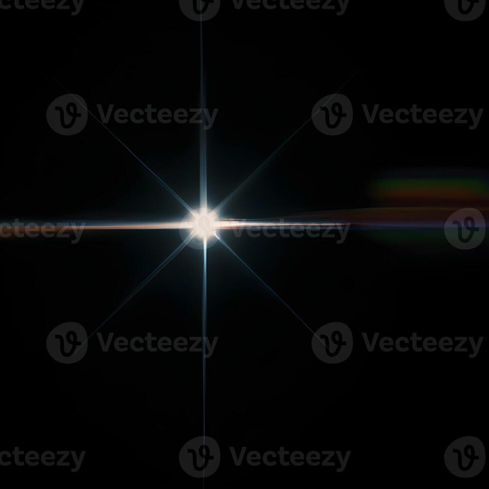 Lens flare isolated on black background. light effect. . photo