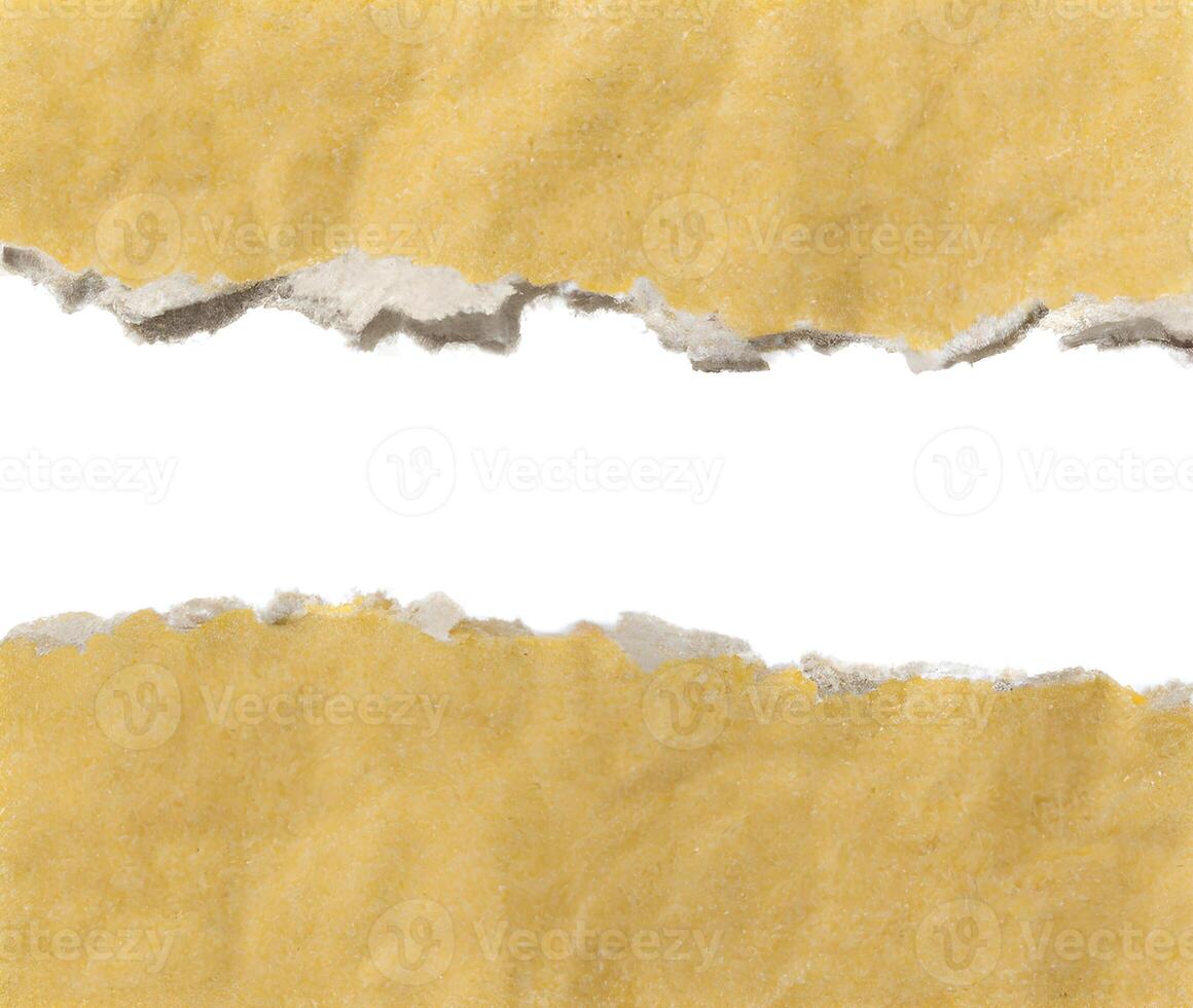 torn piece of paper on a white background. rough paper texture. . photo