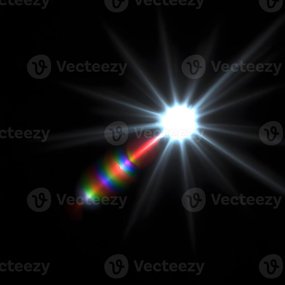 Lens flare isolated on black background. light effect. . photo