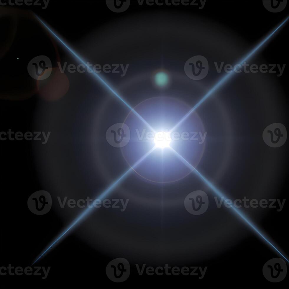 Lens flare isolated on black background. light effect. . photo