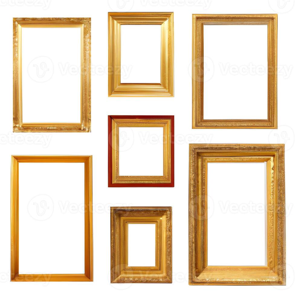 Set of blank antique gold picture frame. . photo