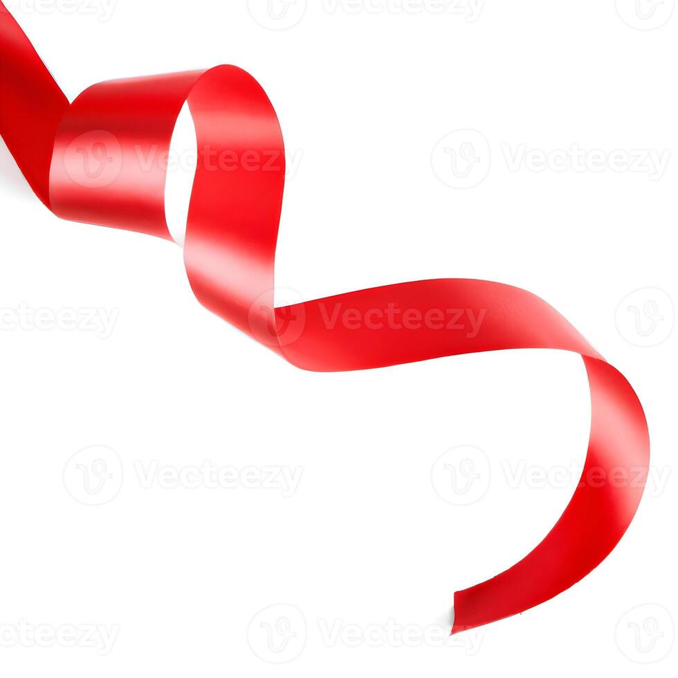 close up of red ribbon on white background. photo