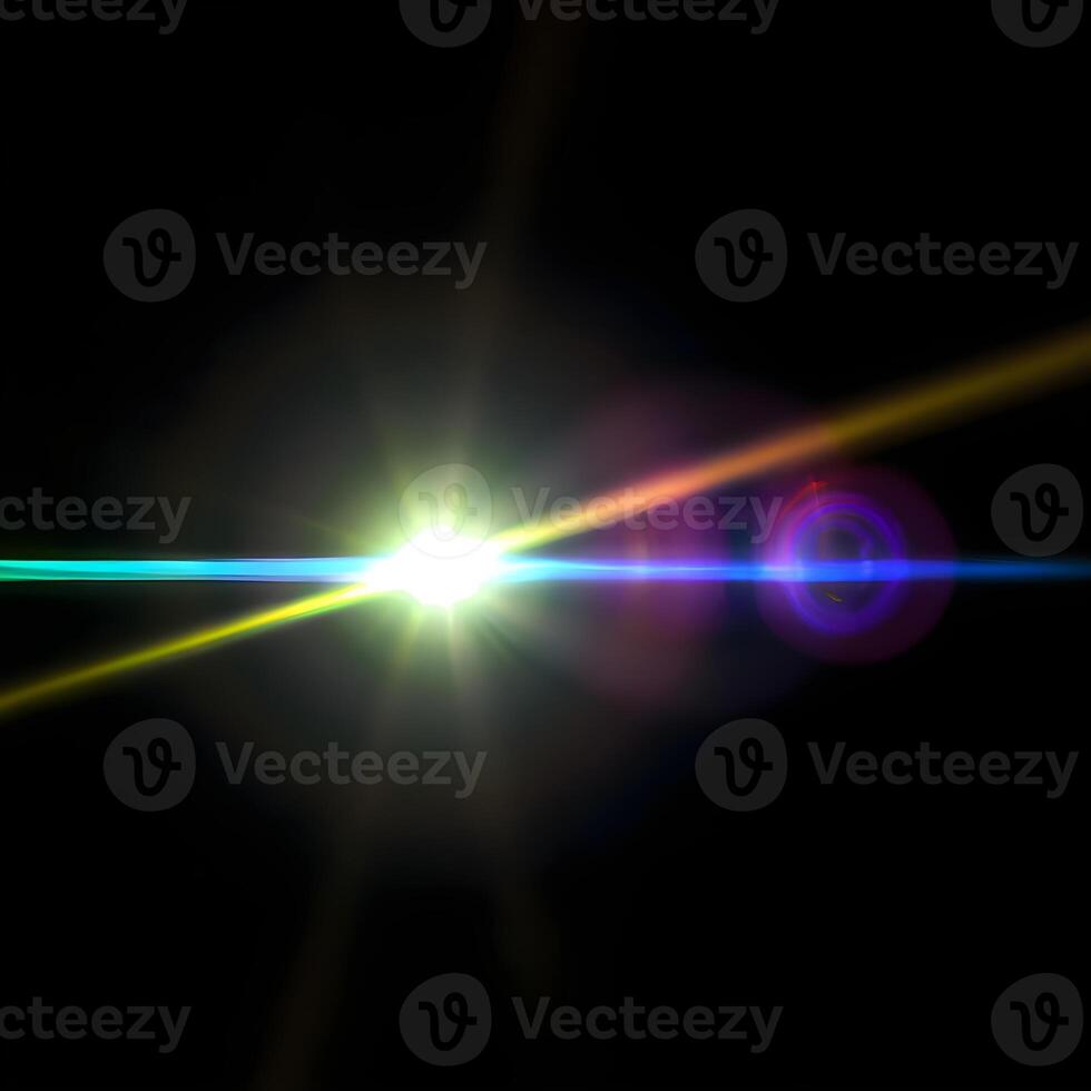 Lens flare isolated on black background. light effect. . photo