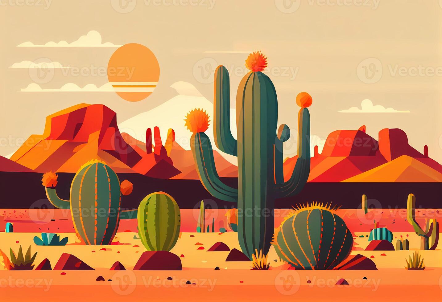 a lot of cactus in the desert. photo