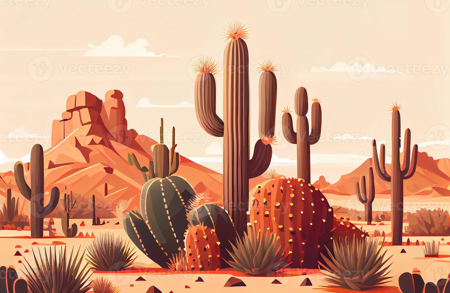 a lot of cactus in the desert. photo