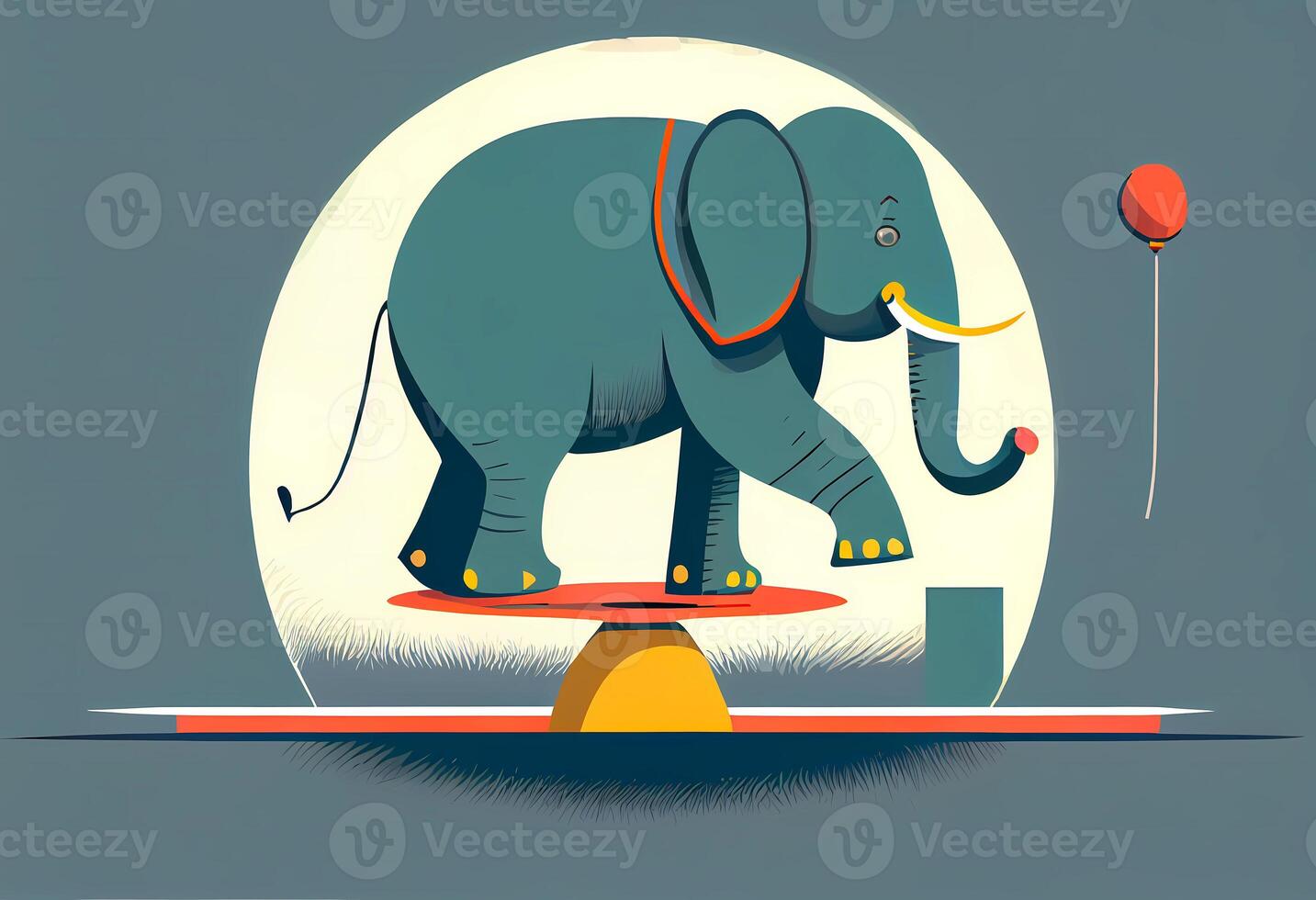 the elephant in the circus performs a trick. photo