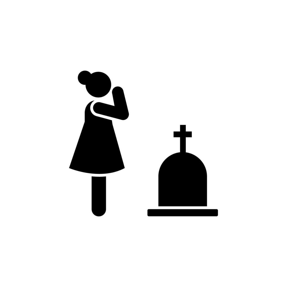 Woman cry weep funeral widow vector icon