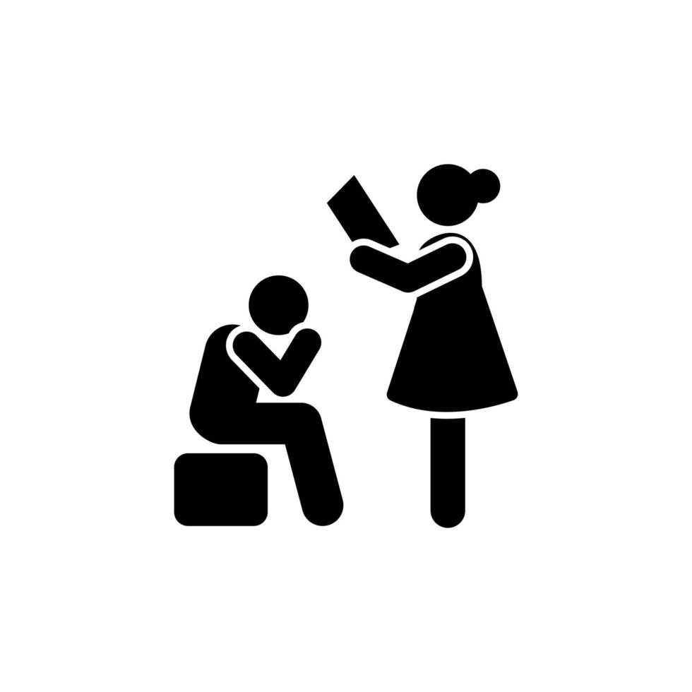 Mother explain boy read angry pictogram vector icon