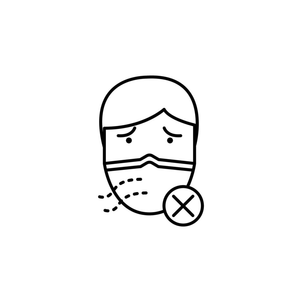 air pollution, mask, wrong vector icon
