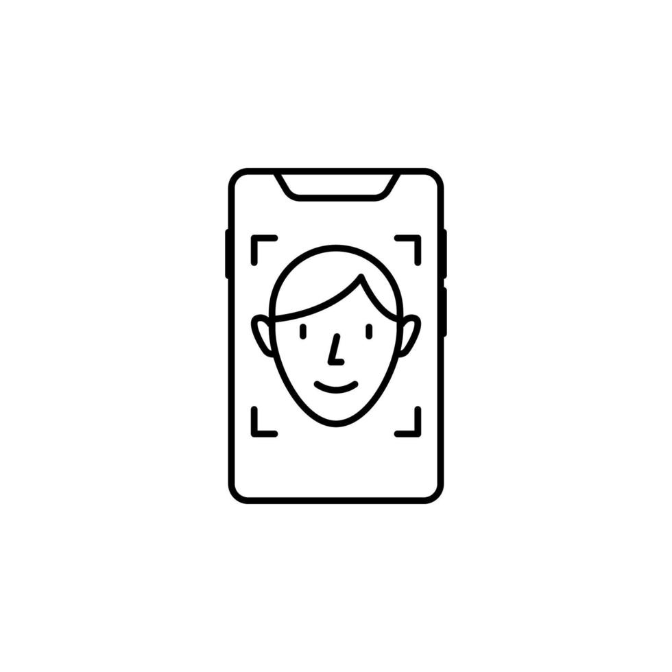Smartphone face scan vector icon