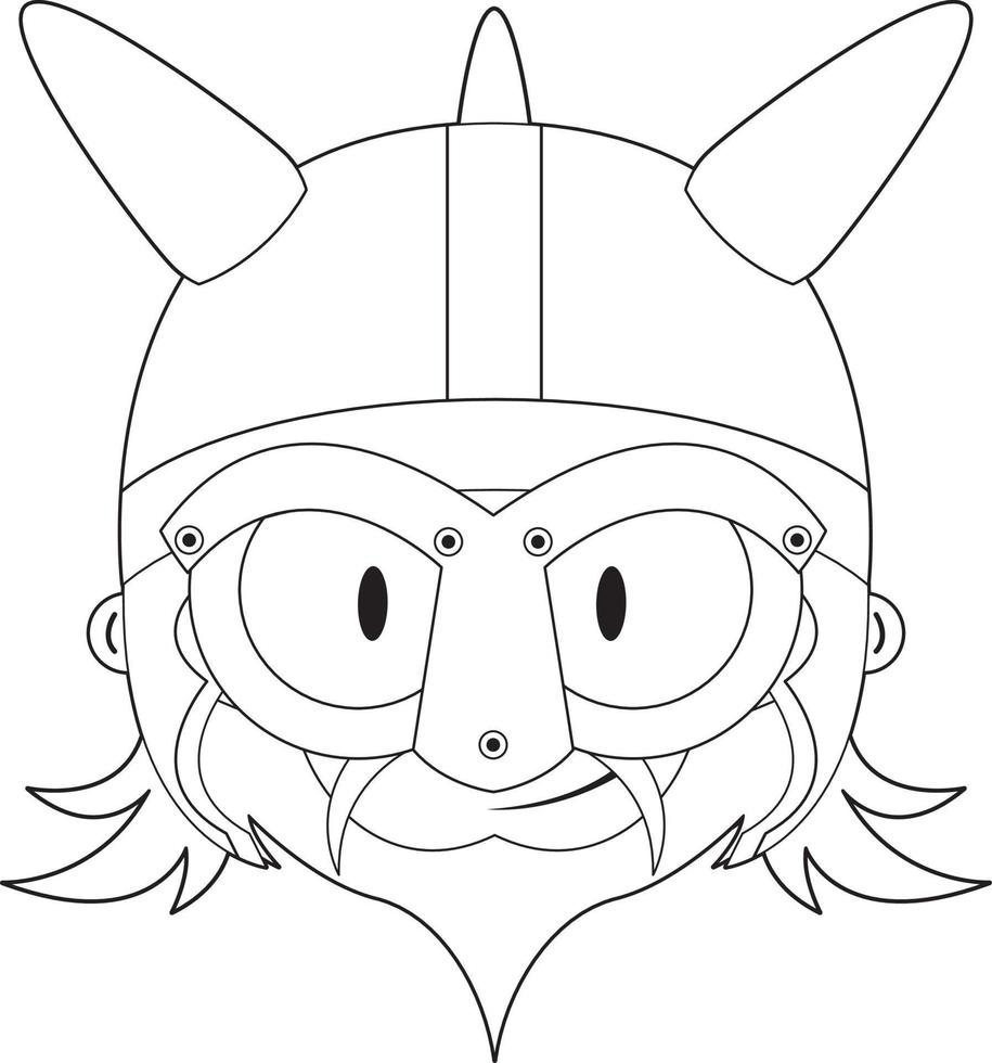 Cute Cartoon Viking Warrior Line Art Norse History Illustration vector