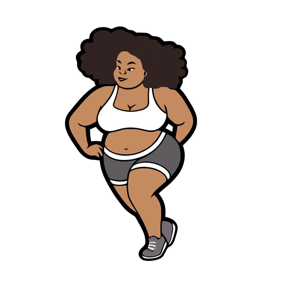 Chubby African Girl Jogging vector