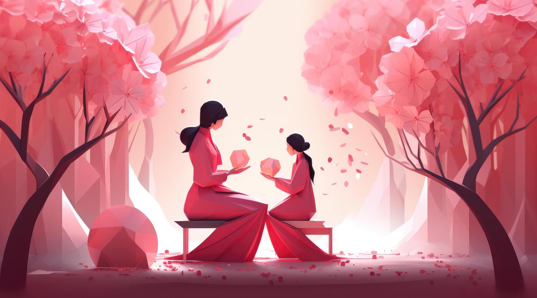 Mother's day greeting card clipart personalized mother card template, in the style of 3D polygonal paper art with photo