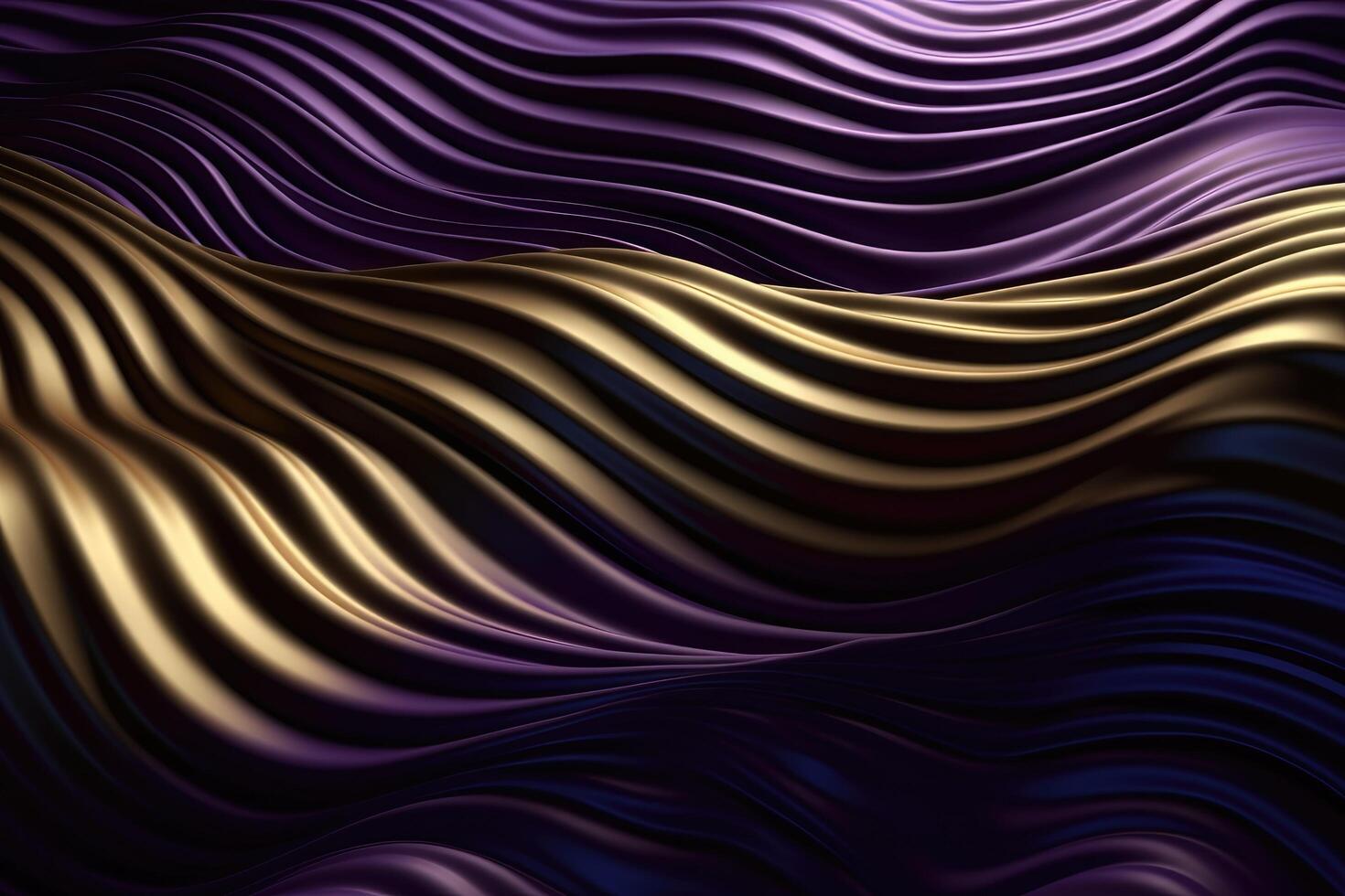 Wavy Golden and Purple Metallic 3D Background.. photo