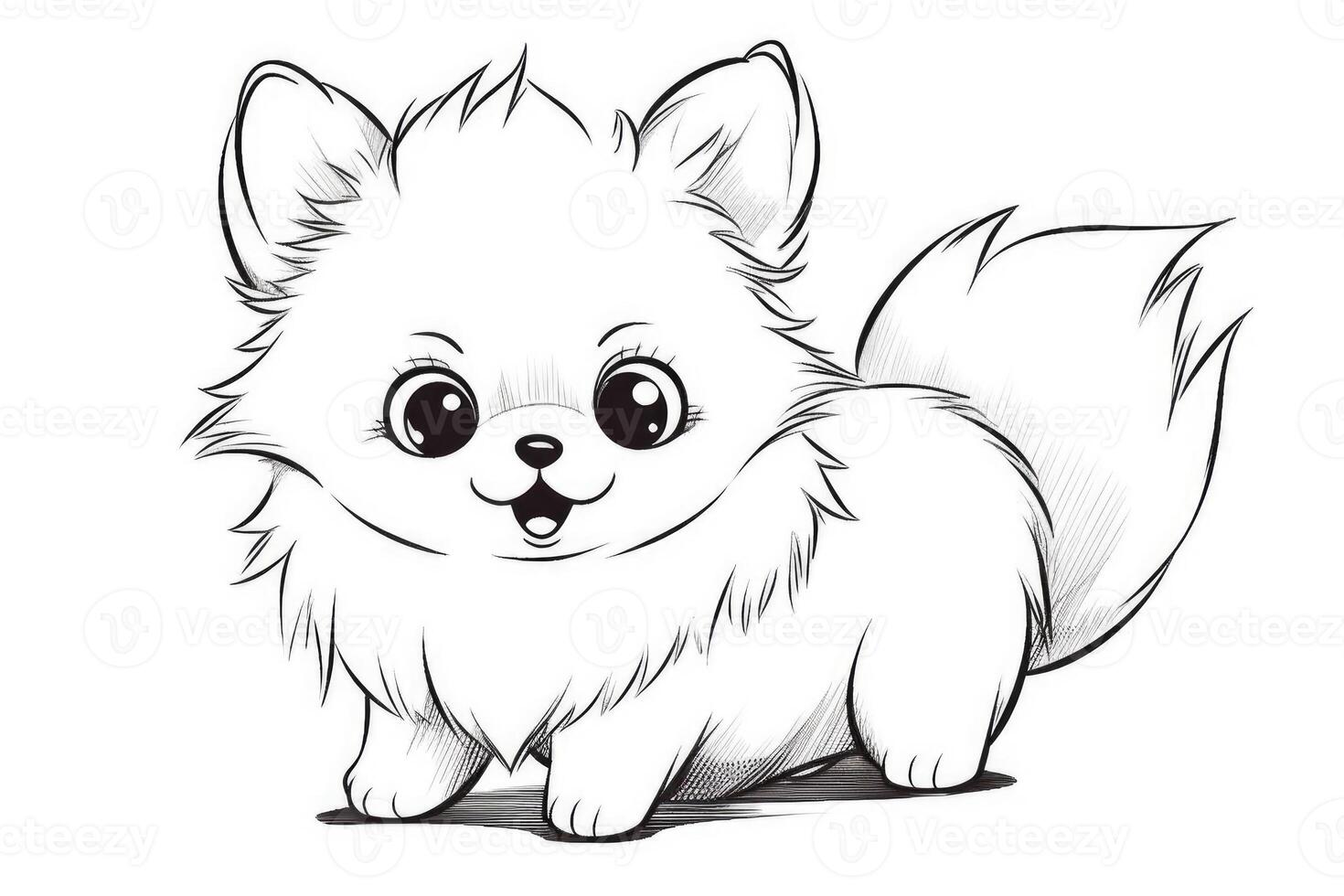 Coloring page outline of cartoon cute little puppy dog. illustration coloring book for kids. photo