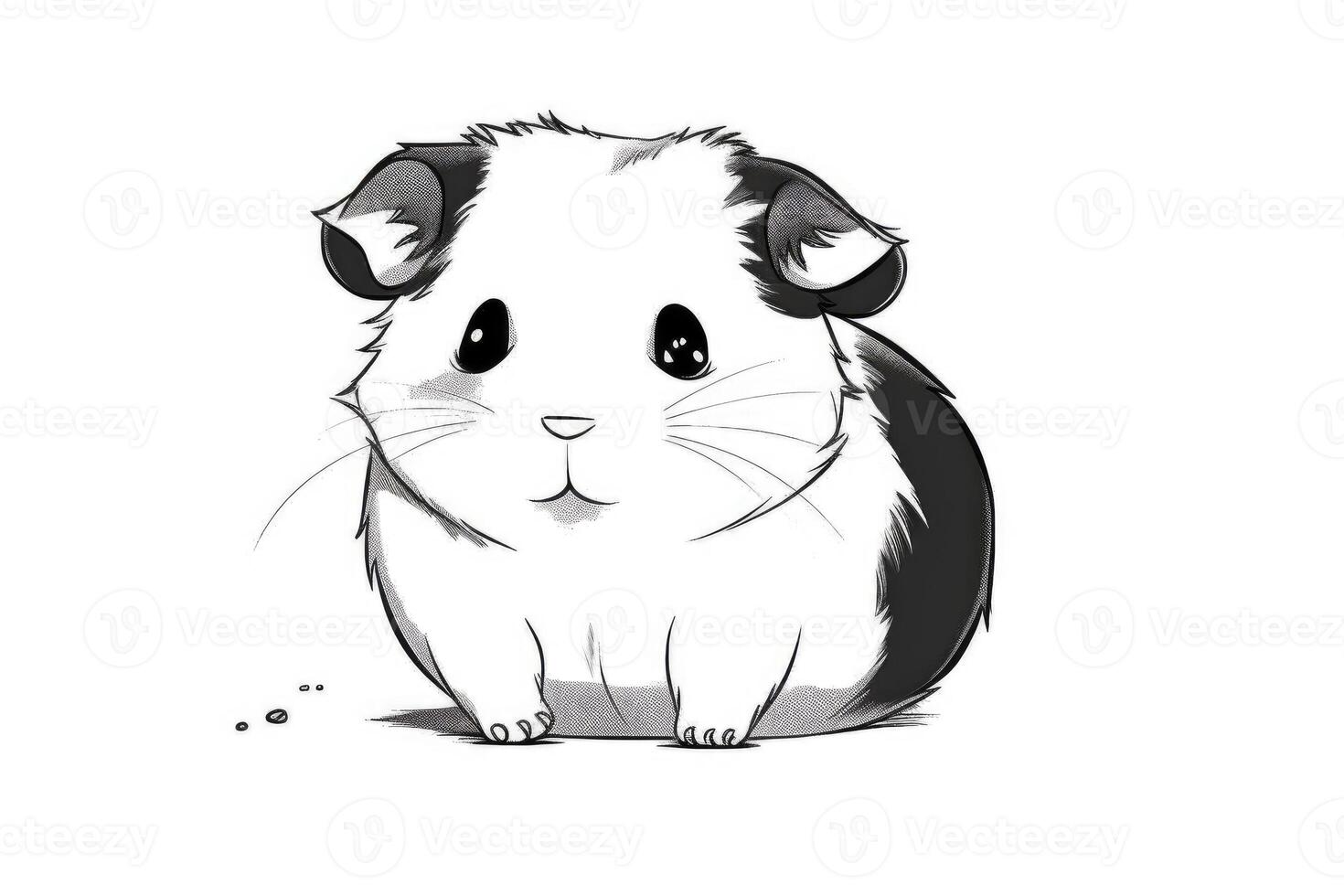 Coloring page outline of cartoon cute little hamster. illustration coloring book for kids. photo