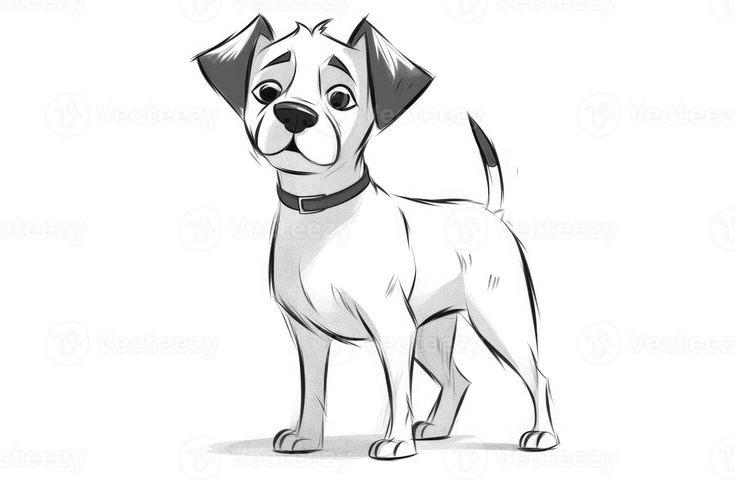 Coloring page outline of cartoon cute little puppy dog. illustration coloring book for kids. photo