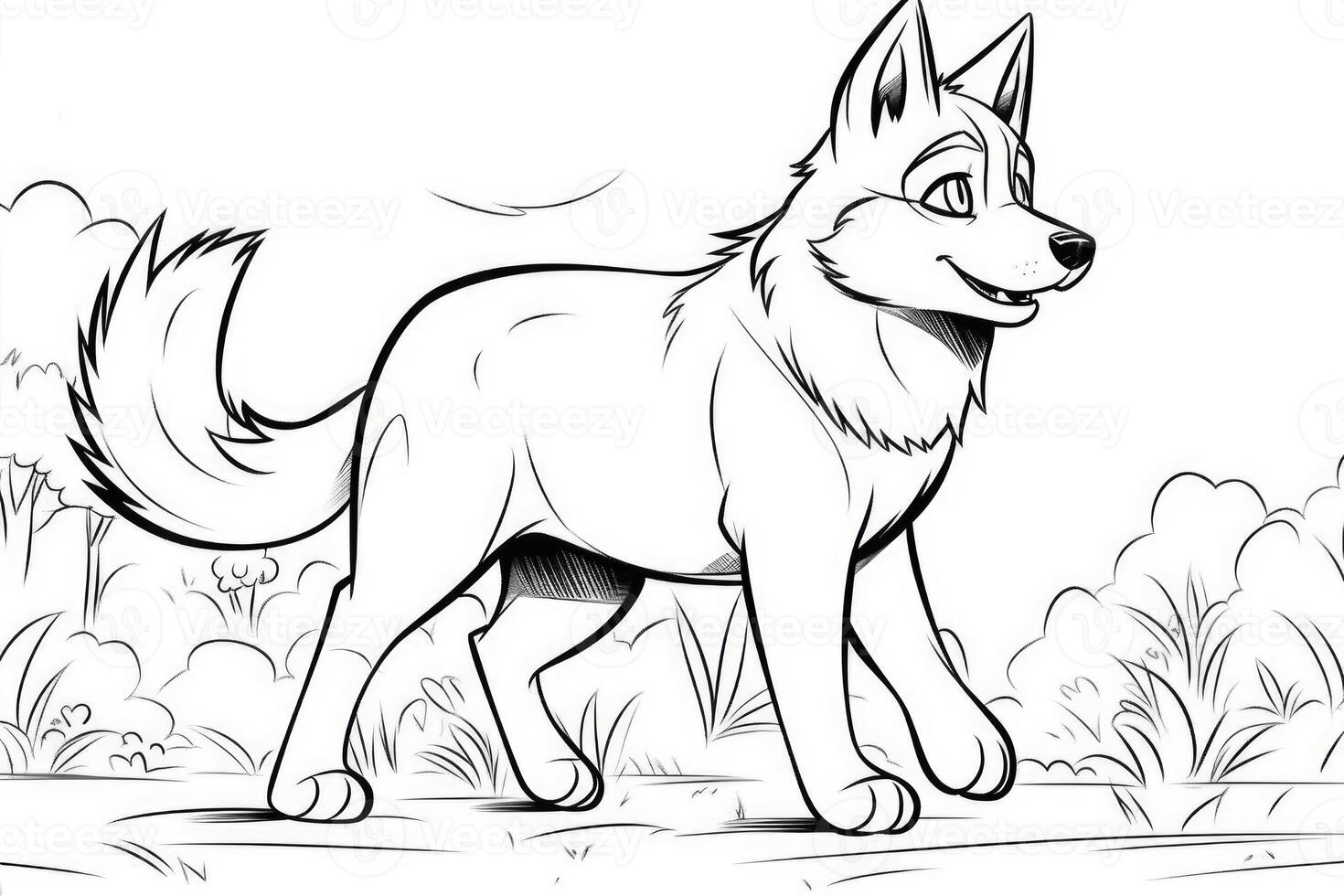 Coloring page outline of cartoon cute little puppy dog. illustration coloring book for kids. photo