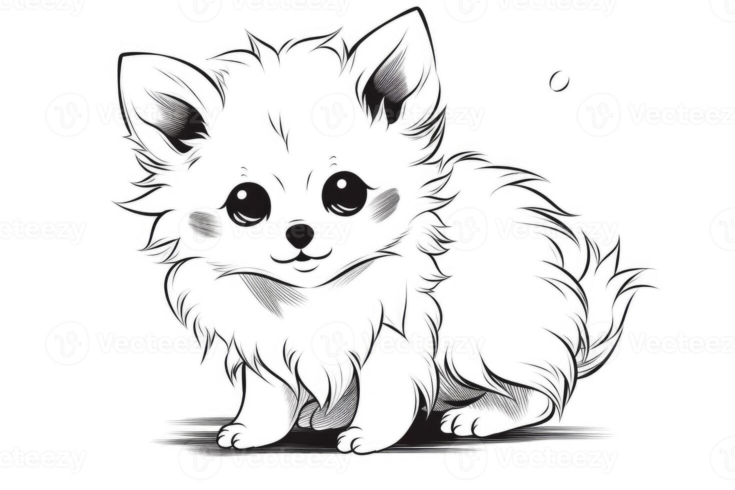 Coloring page outline of cartoon cute little puppy dog. illustration coloring book for kids. photo