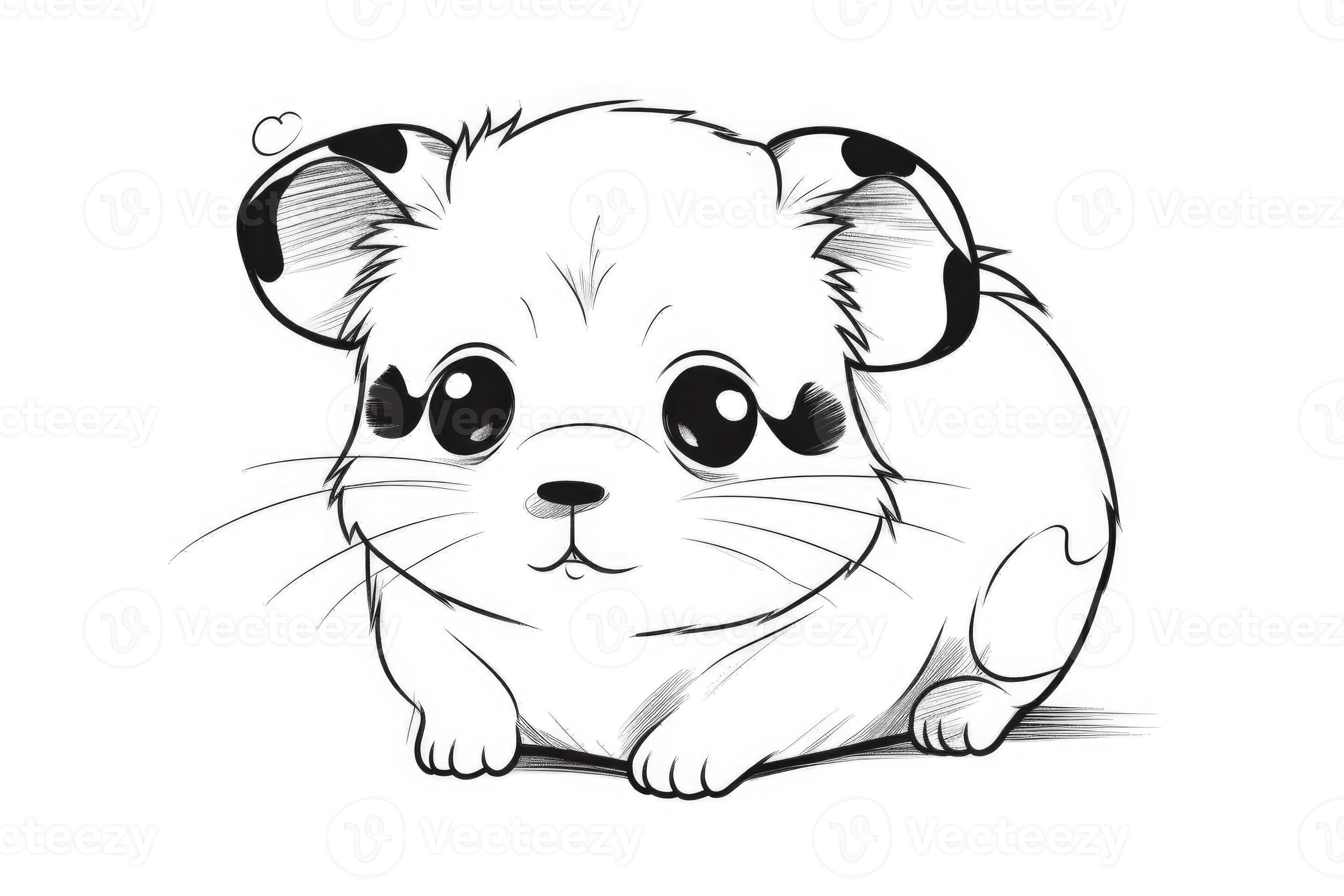 Coloring page outline of cartoon cute little hamster. illustration